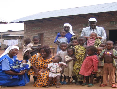 Mother Jeanne with orphans