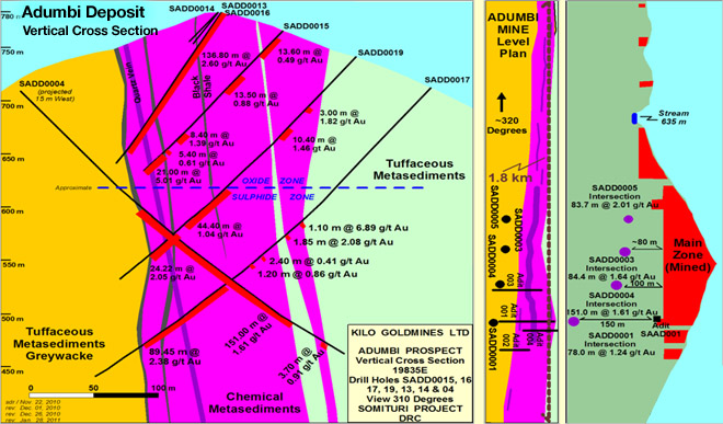 Adumbi Depsoit, Somituri Project - Simplified vertical cross section
